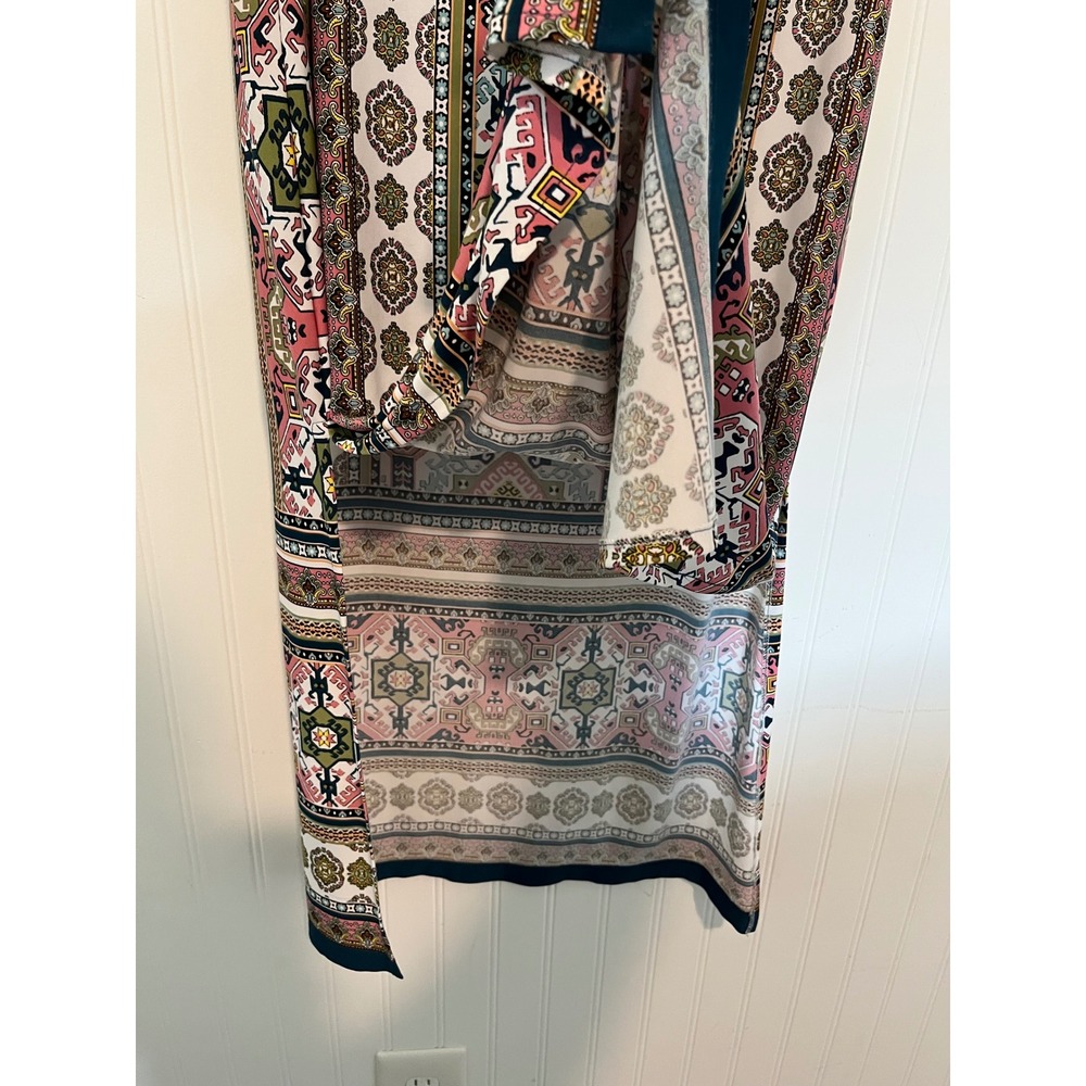 Coco Bianco Womens Pink Green Geometric Tile Print Maxi Skirt Side Slit Small - Picture 5 of 7